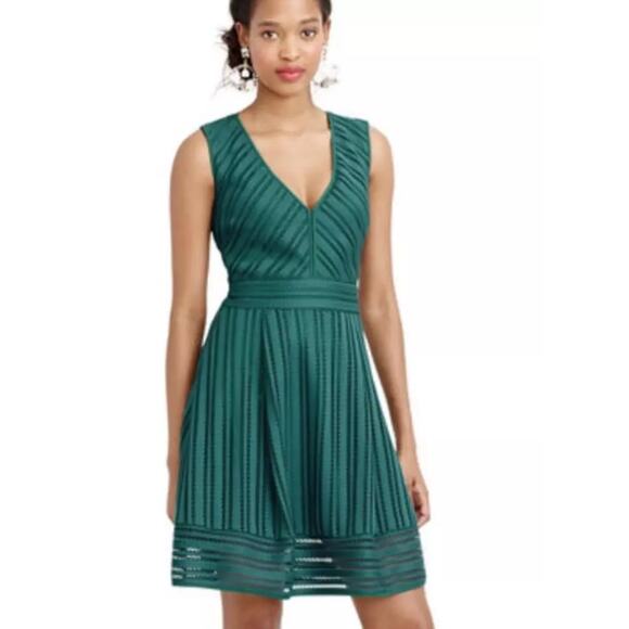 J. Crew Dresses & Skirts - J CREW emerald green v neck crochet eyelet striped sleeveless summer dress
